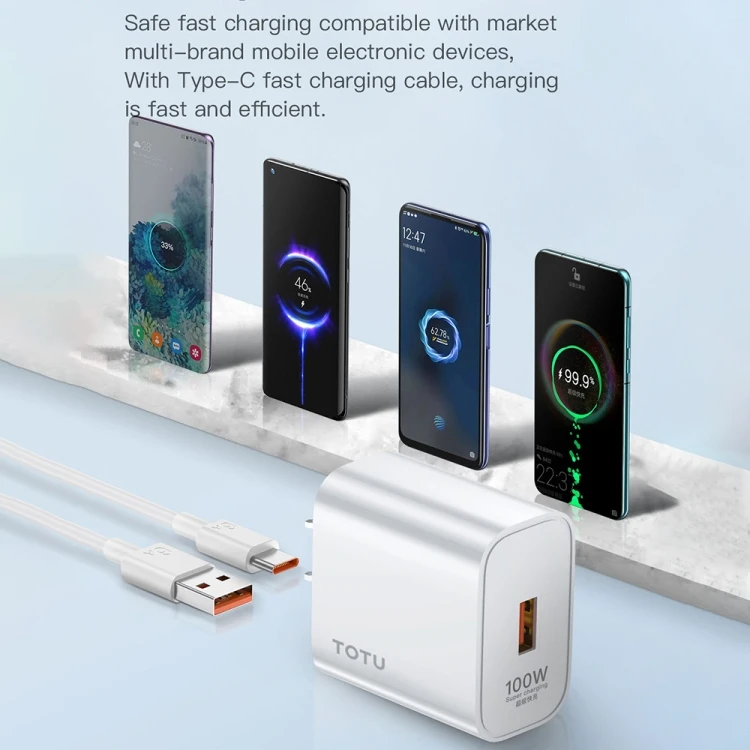 شاحن جداري توتو (TOTU) موديل HC-2-EU بقوة 100 واط وتقنية الشحن فائق السرعة 6A - الصورة 2