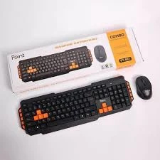 طقم كيبورد وماوس الألعاب Point PT-801 لاسلكي بمفاتيح ملونة