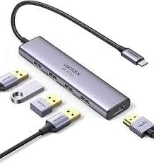 موزع هيكفيجن 5 في 1 بمنفذ Type-C مع HDMI ودعم شحن PD