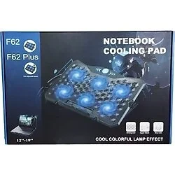 قاعدة تبريد لابتوب F62 Plus مزودة بـ 6 مراوح وإضاءة LED زرقاء للأجهزة من 12 إلى 19 بوصة