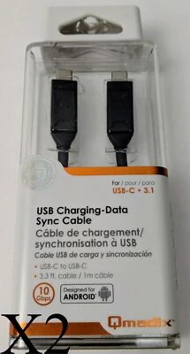كابل شحن ومزامنة بيانات Qmadix USB-C 3.1 بطول 1 متر