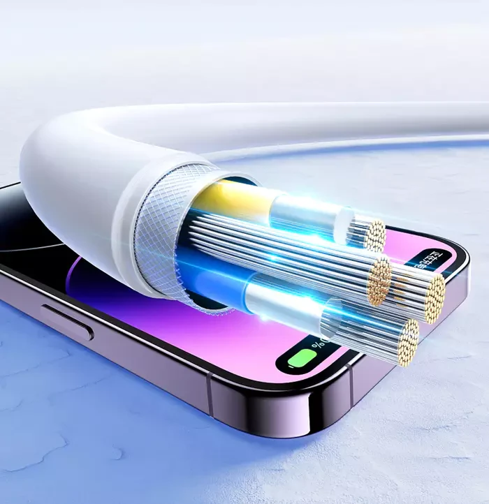 كابل شحن ونقل بيانات سريع SENDEM M77 منفذ Type-C إلى Type-C بقدرة 66 واط وطول 1 متر - الصورة 7