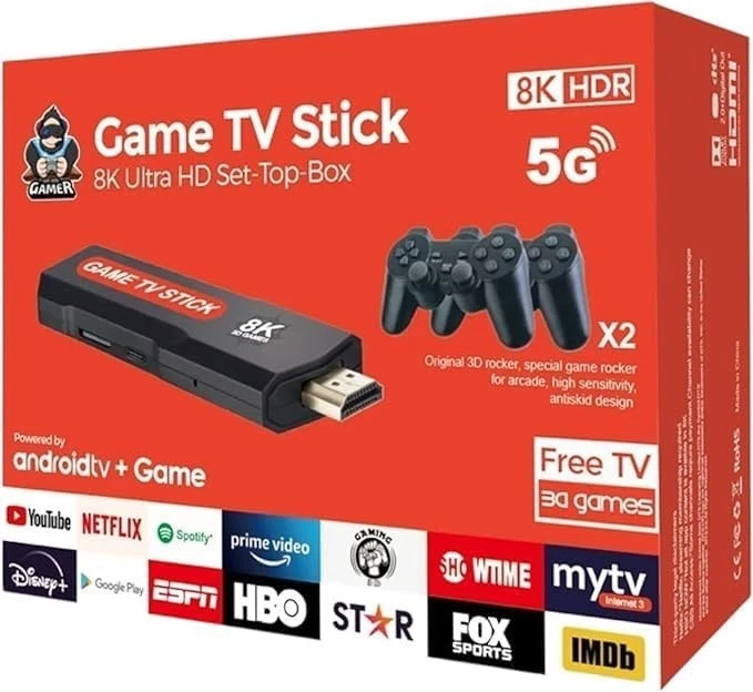 جهاز Game TV Stick 8K Ultra HD لتشغيل الألعاب والتطبيقات الذكية