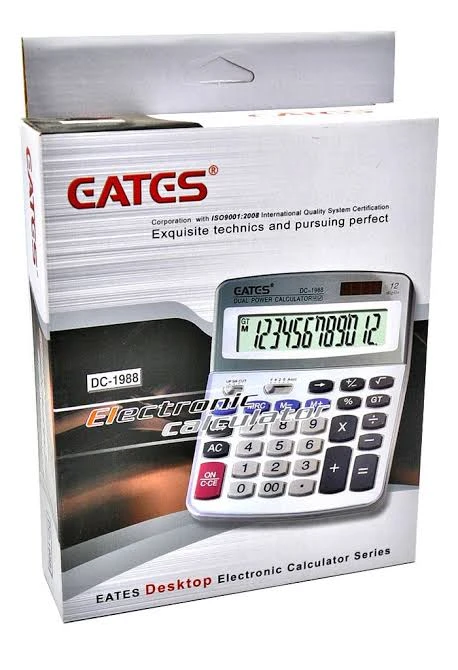 آلة حاسبة مكتبية EATES DC-1988 بشاشة 12 رقماً طاقة مزدوجة
